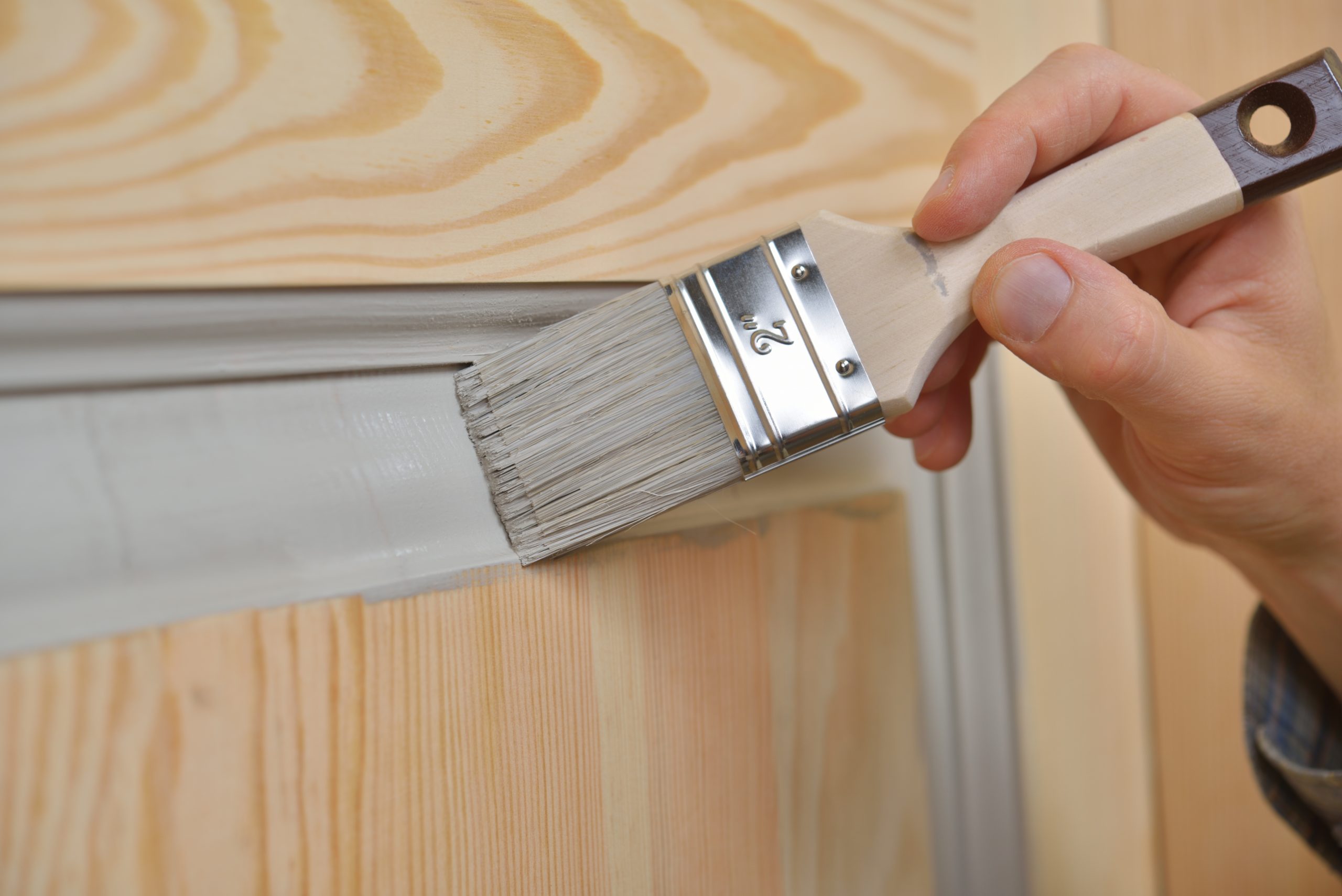 Painting a wooden door pale grey