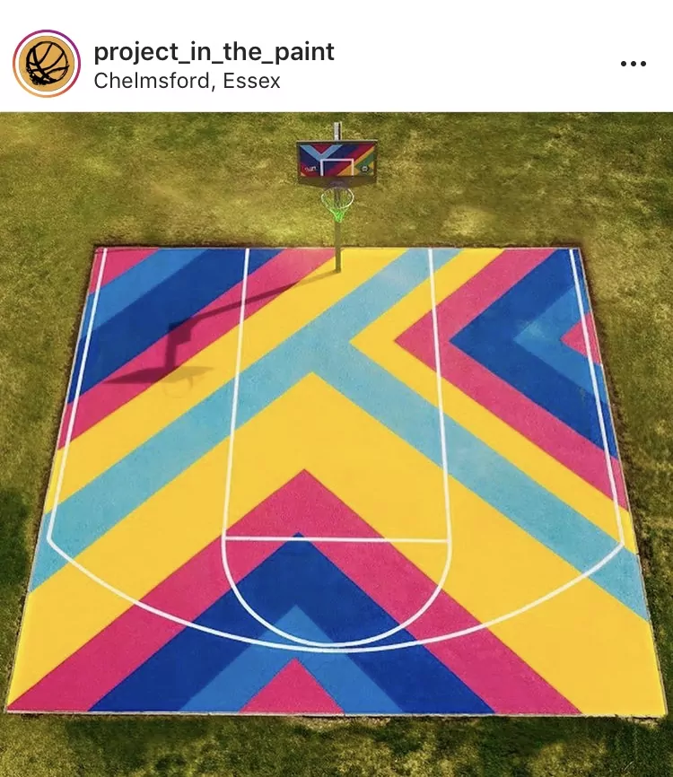 Basketball court new paint from above 1